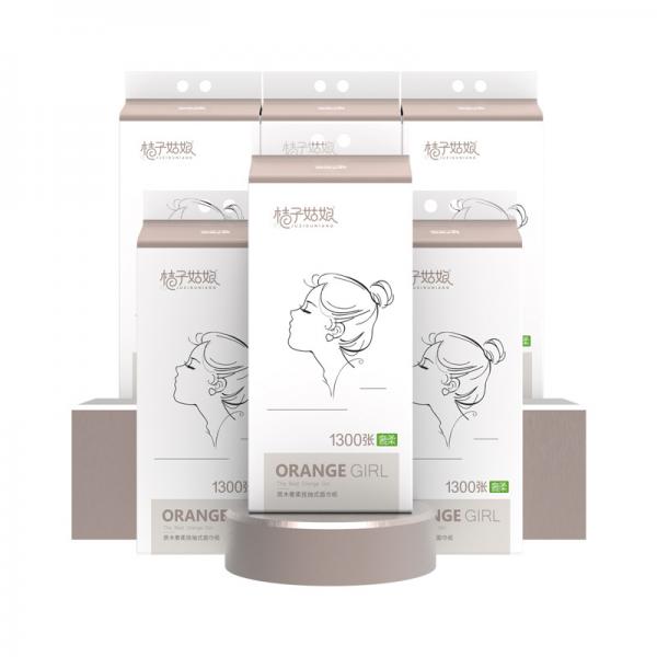 	桔子姑娘挂式抽纸大包家用纸巾挂壁式卫生纸整箱1300张*6提